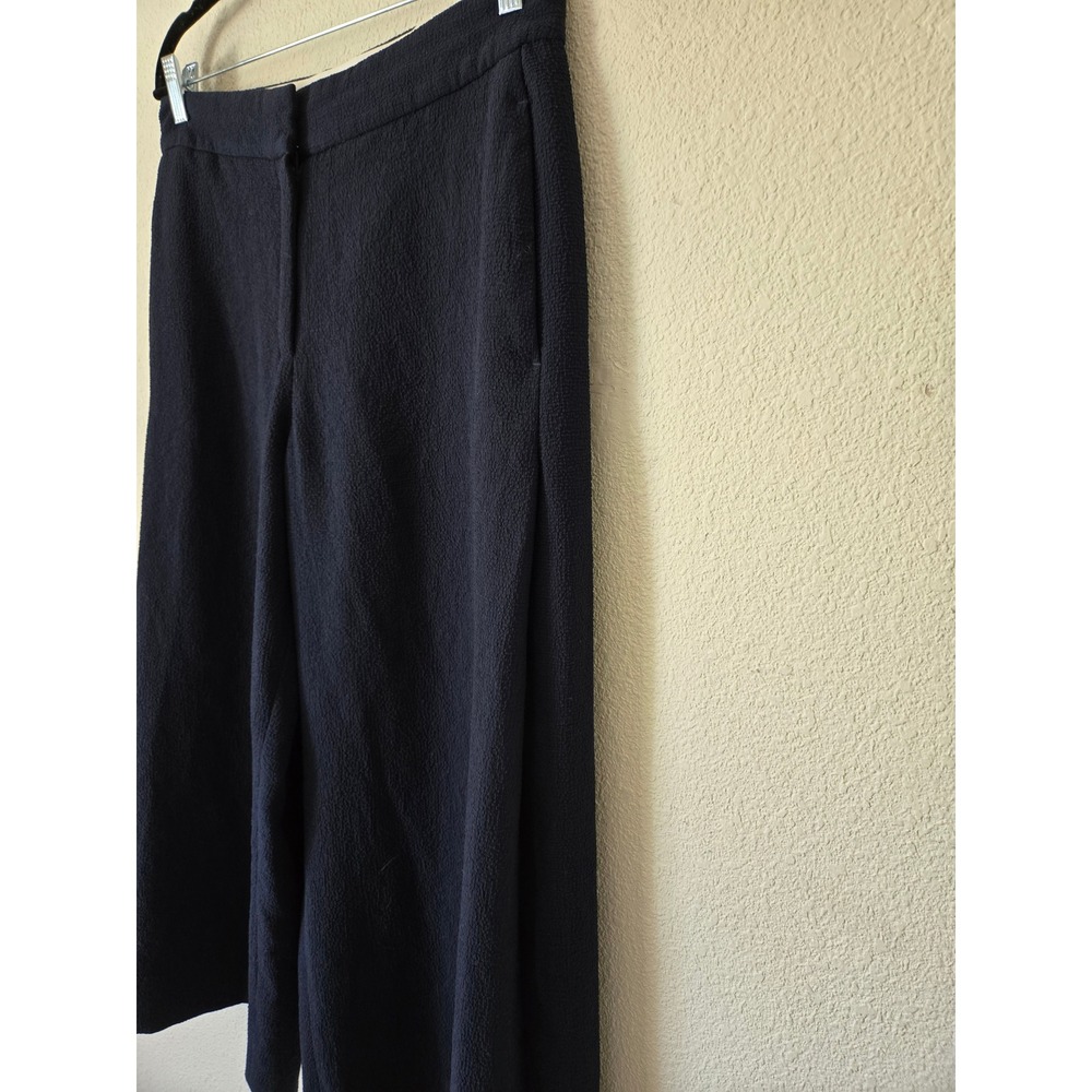 MM.LaFleur Womens 8 Pants Culotte Navy Blue Wide Leg High Rise Side Pleat Crepe - Picture 6 of 12